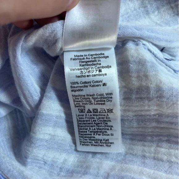 J.CREW Classic Fit Soft Gauze Shirt In Blue Stripe Size 0 - Picture 6 of 8